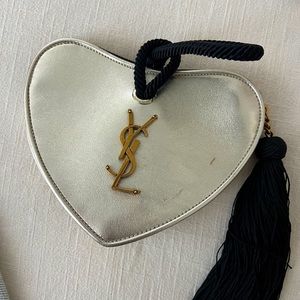 Pale gold Heart YSL bag with black tassel